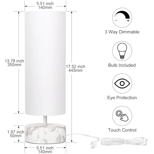 Touch Table Lamp with Marble Grain Metal Base