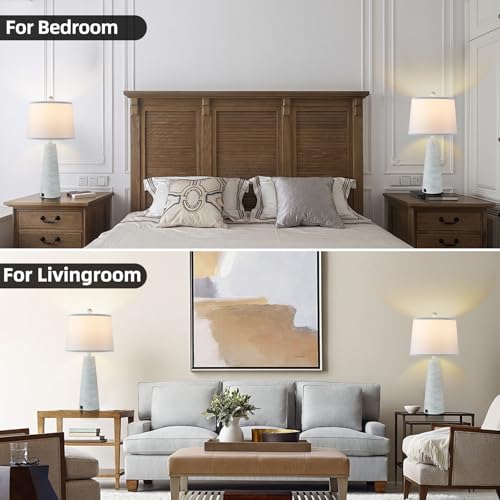 Nightstand Lamp Desk Lamp Vintage Bedside Lamps Set of 2 Rustic Farmhouse Table Lamps 3 Way Dimmable Light (2 Count)