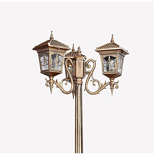 1.75M 3 Heads High Pole Outdoor Post Lamp Waterproof Abollard Column Lamp Street Light Glass Lampshade Lawn Floor Lamp for Porch