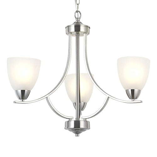 3 Light Contemporary Chandeliers Brushed Nickel Modern Light Fixtures Ceiling Hanging Classic Pendant Lighting for Foyer Bedroom Dining Room Bathroom