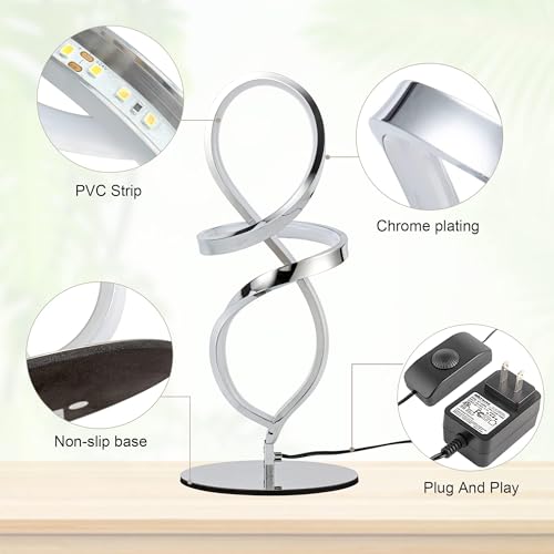 Modern Small Table Lamp with LED Spiral Design