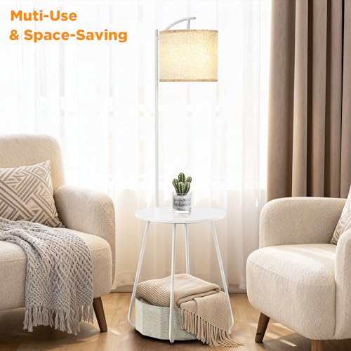 Floor Lamp with Table (White)