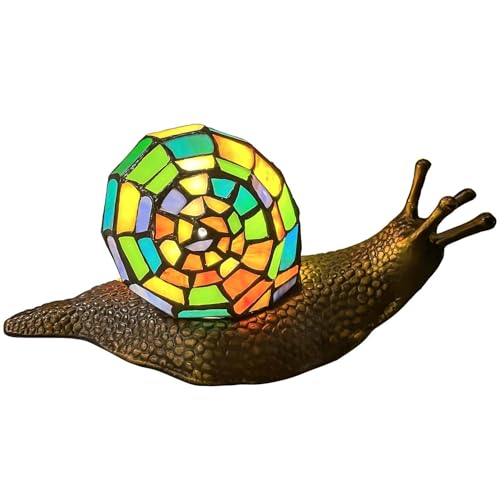 L13003 Multicolor Land Snail Tiffany Style Stained Glass Accent Lamp