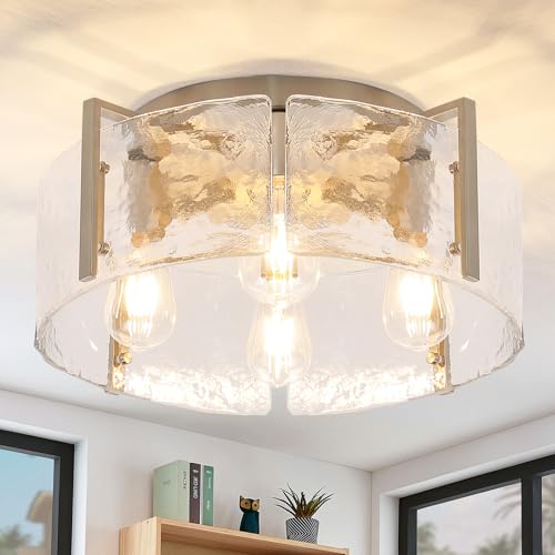 4 Light Brushed Nickel Semi Flush Mount Ceiling Light