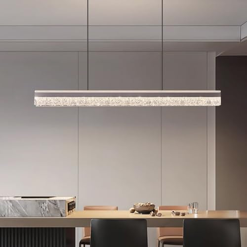 Long Linear Chandelier 59" Large Led Chandelier for Dining Room Light Fixture Modern with Remote 3000k
