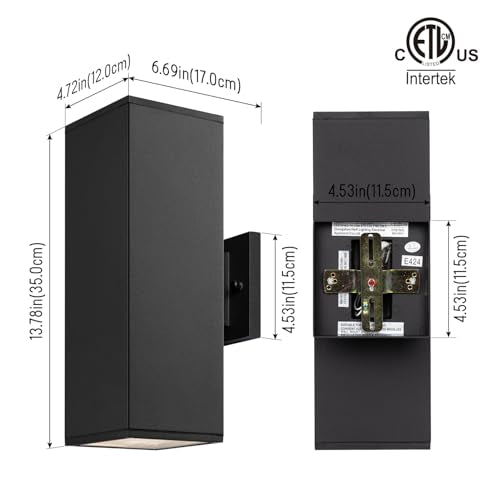 14" Modern Outdoor Porch Light in 2 Lights (2 Count)