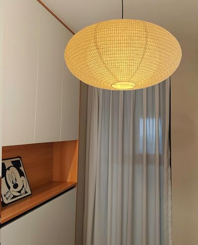 19.69Inch) Double-Layer Paper Lamp Shade, White Oblate Paper Lantern Pendant Light Shade,Bohemian Folding Ceiling light Shade, Paper Lantern Lamp Shade for Bedroom,Apartment (19.69inches)