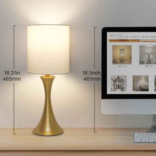 Gold Bedside Lamp Touch Control Table Lamp for Bedroom