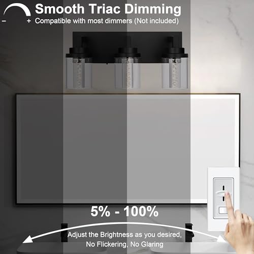 3 Light LED Bathroom Light Fixtures Over Mirror 5 Color Temperature