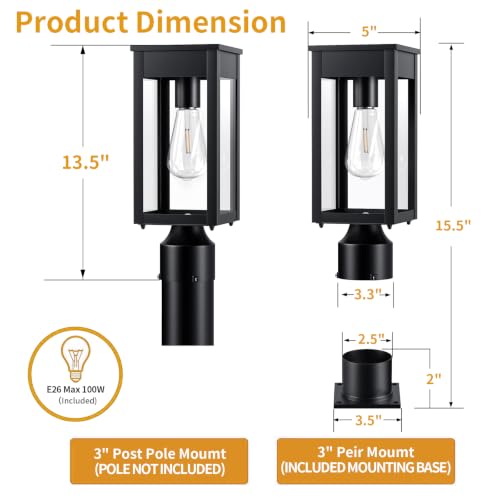 15.5'' Outdoor Solar Post Light