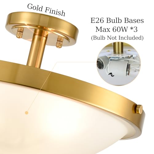 Modern Gold Semi Flush Mount Ceiling Light 16