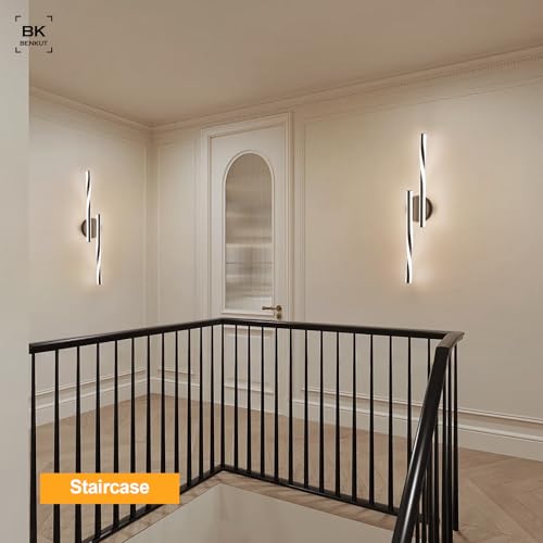 Modern LED Vanity Light Bathroom Black Wall Sconce with Remote Control Modern Bathroom Wall Lighting Fixtures Over Mirror for Bedroom Bedside