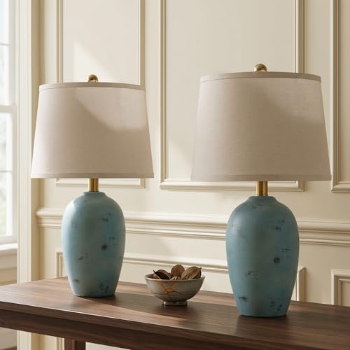 21'' Set of 2 Coastal Small Ceramic Lamps for Bedroom (2 Count)