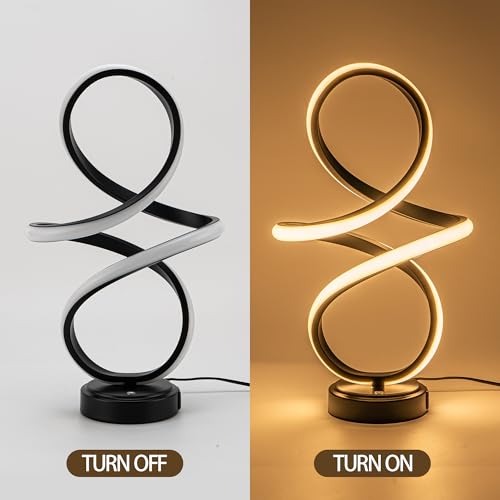 Modern Small Table Lamp with LED Spiral Design