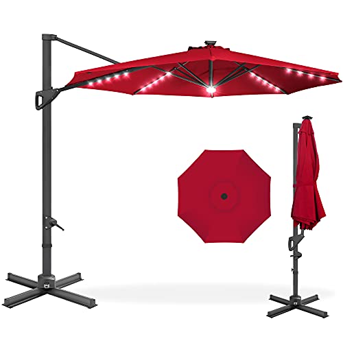 10ft Solar LED Cantilever Patio Umbrella
