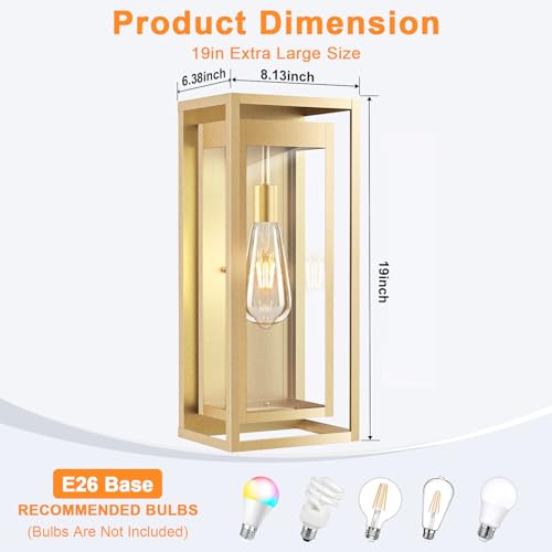 19 Inch Gold Outdoor Wall Light Fixtures