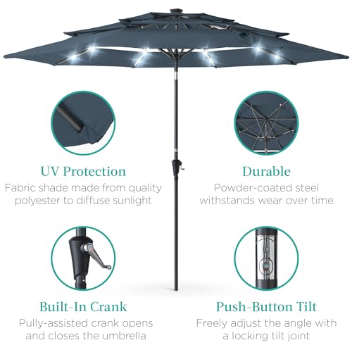 10ft 3 Tier Solar Patio Umbrella