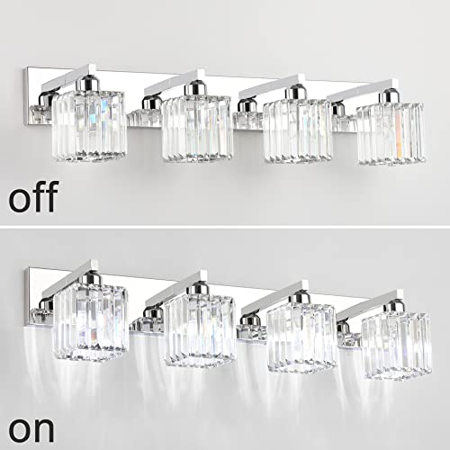 Bathroom Light Fixtures Crystal Modern Vanity Lighting Fixtures 4 Light Chrome Bathroom Vanity Light