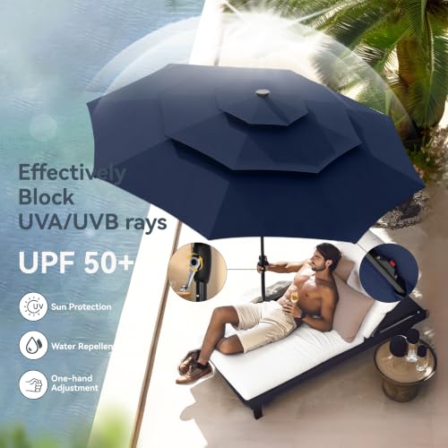 10ft Outdoor Patio Umbrella with Solar Lights