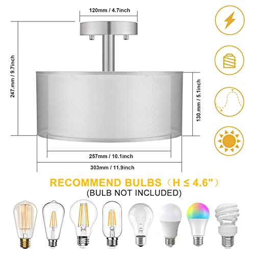 3 Light Semi Flush Mount Ceiling Light Fixture