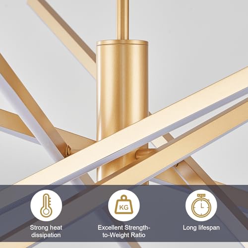 Big Gold Chandelier for Foyer Living Room 48 Inches High Ceiling Chandeliers Modern Remote Control Sputnik Chandelier for Large Living Room Dining Room Foyer