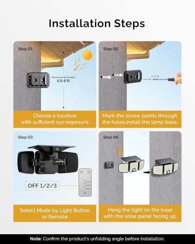 4 Pack Solar Flood Outdoor Lights with Motion Sensor 3 Modes