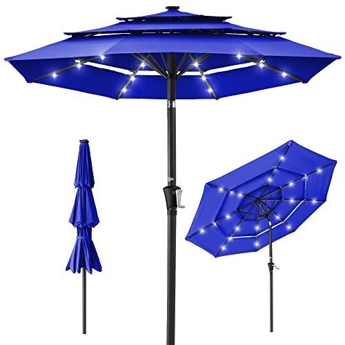 10ft 3 Tier Solar Patio Umbrella