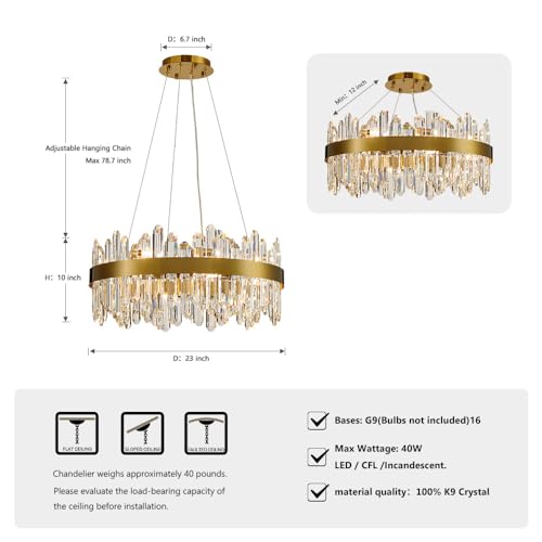 Gold Modern Oval Crystal Chandelier
