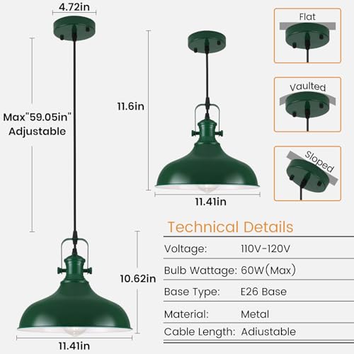 Green Pendant Light (3 Count)