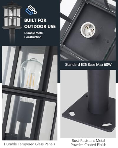 79″ Outdoor Lamp Post Light with Warm Bulb