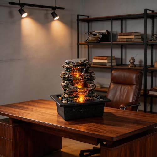 Tabletop Waterfall Fountain with LED Light