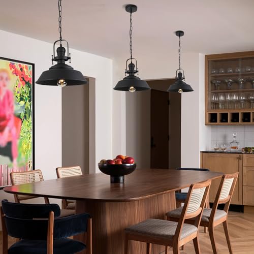 14" Farmhouse Black Pendant Light for Kitchen Island