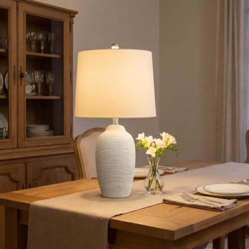 24.5" Ceramic Table Lamp for Living Room with Pre