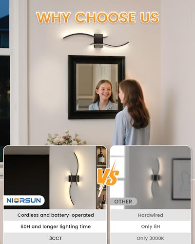 39.4 Inch Battery Operated Wall Sconce Set of 2 (2 Count)