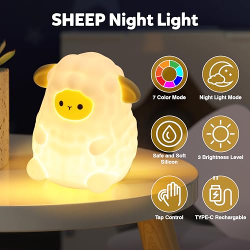 Cute White Sheep Night Light for Kids