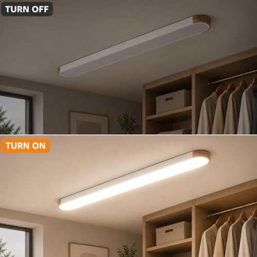 4FT Wood Flush Mount Ceiling Light