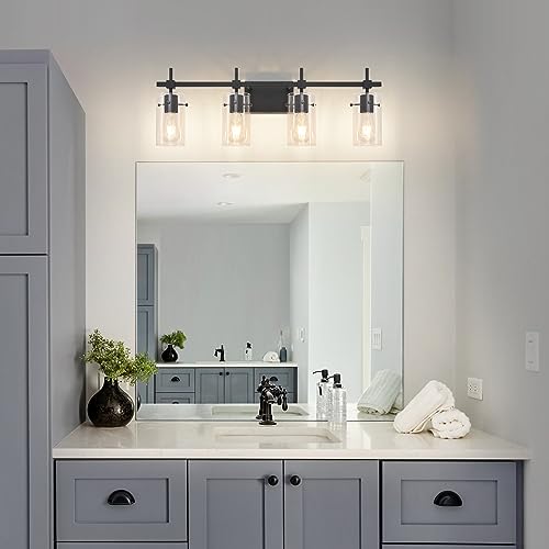 4 Lights Vanity Light Black Bathroom Vanity Lights Over Mirror Vanity Lights for Mirror Bathroom Light Fixture