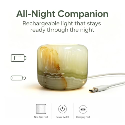 Natural Marble Lamp Cordless Touch Control Night Light 3