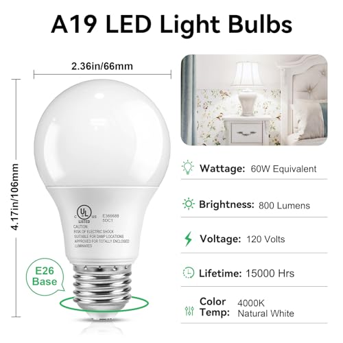 6 Pack LED Light Bulbs 60 Watt Equivalent (6 Count)
