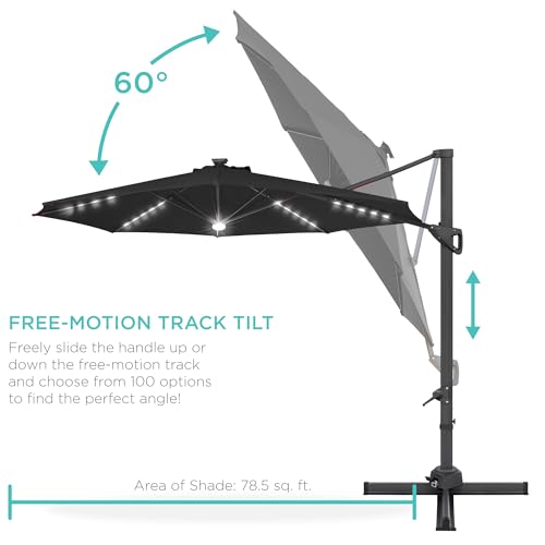 10ft Solar LED Cantilever Patio Umbrella