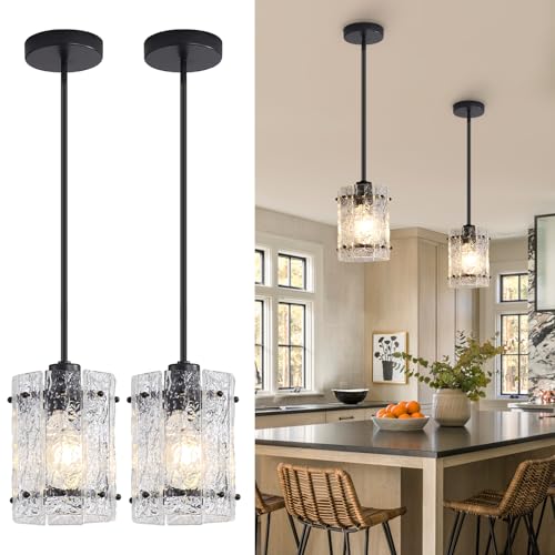 Black Glass Pendant Lights Kitchen Island (2 Count)