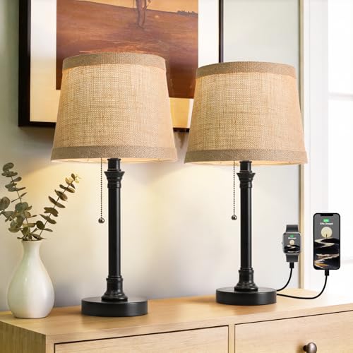 19.5" Small Table Lamps Set of 2 for Living Room Bedroom (2 Count)