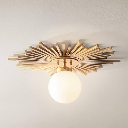 Hazel 24" Wide Sunburst Warm Antique Brass Ceiling Light Fixture