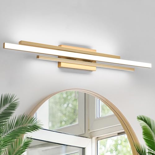 Modern Gold Vanity Light Bathroom Wall Light Fixtures Over Mirror 35 Inch Long Dimmable 3