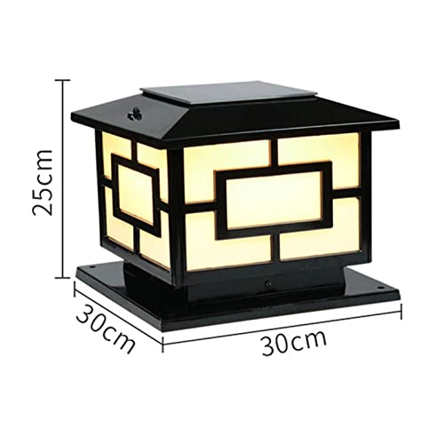 Outdoor Post Lights Square LED Solar Post Lights Outdoor Column Headlight Waterproof Cap Pillar Lamp with Remote Control for Fence Yard Garden Exterior Lantern