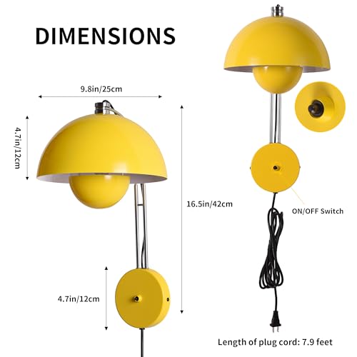 Mid Century Modern Bud Plug in Wall Sconces for Bedroom