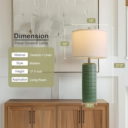 27.5" Dark Green Ceramic Table Lamps for Living Room (2 Count)