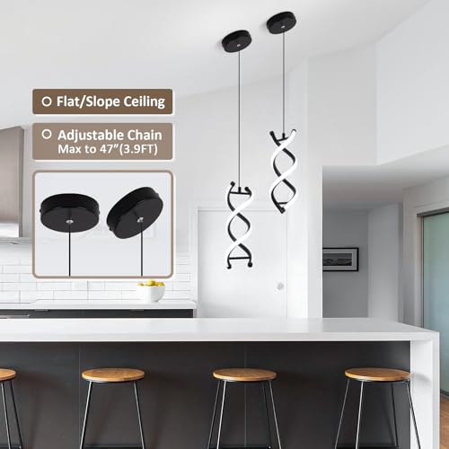 Spiral Modern Pendant Light Fixture (2 Count)