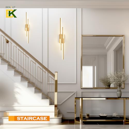 Modern LED Wall Sconce Gold Remote Wall Light Fixtures for Bathroom