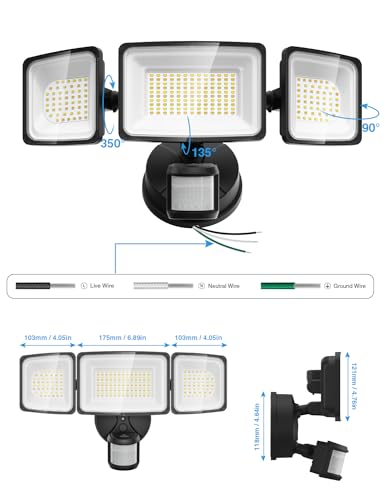 100W Smart Outdoor Security Lights with Motion Sensor